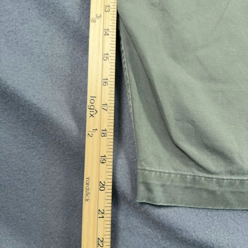 Perry Ellis Mens 36 Olive Green Pleated Chino Shorts Cotton 34x8.5